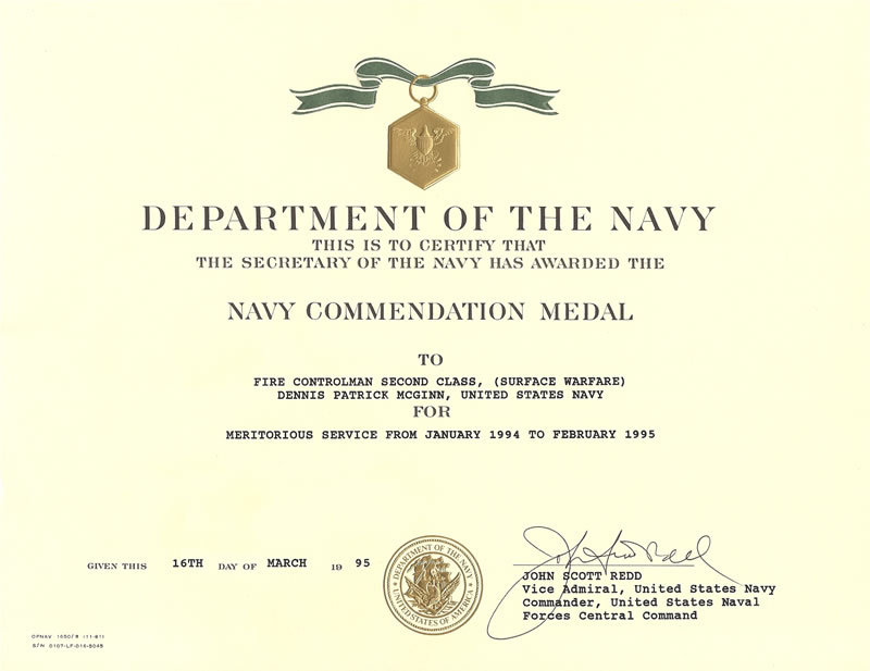 DennisPMcGinn Com Commemorating 21 Years Of Naval Service